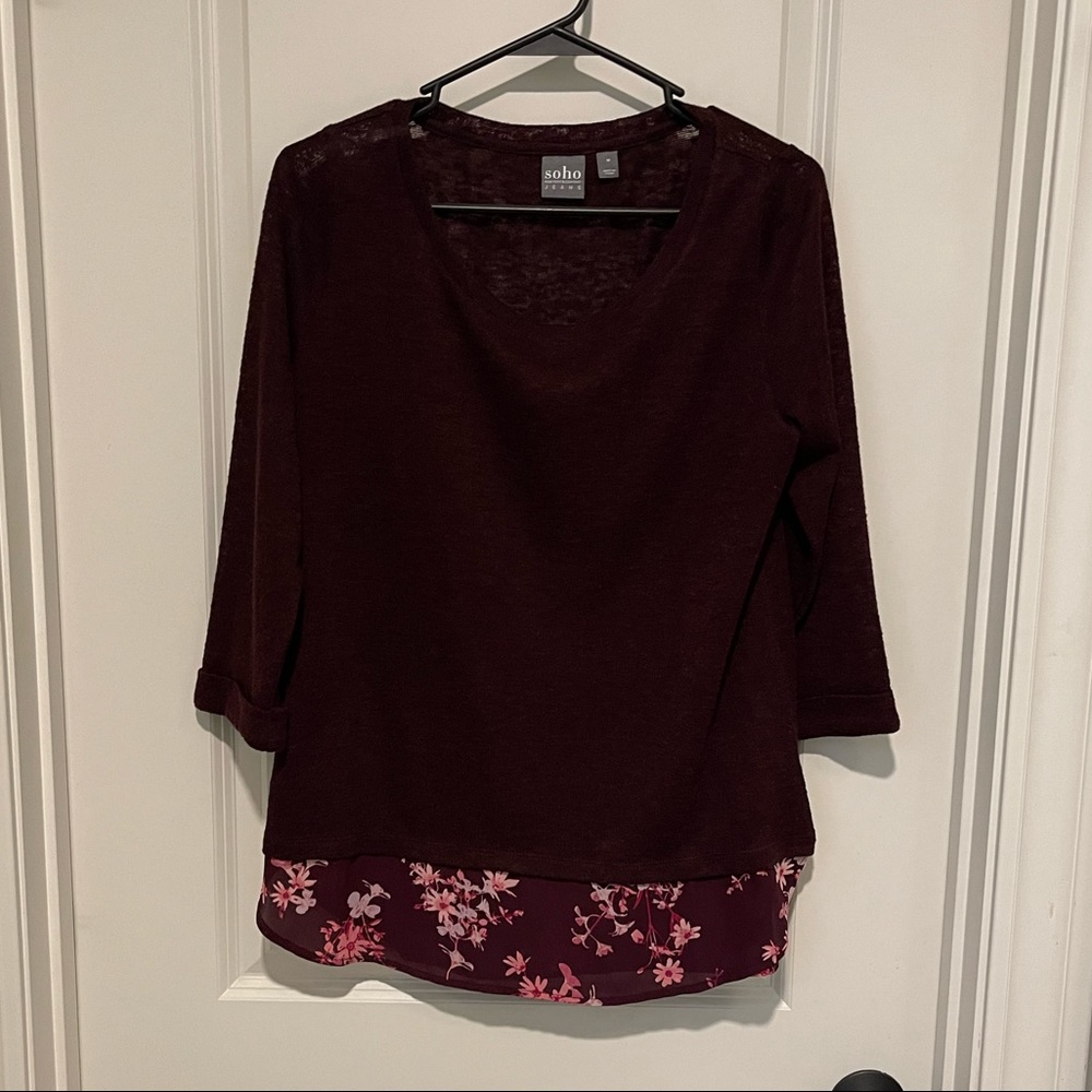 SoHo Jeans New York & Company Twofer, Burgundy Top